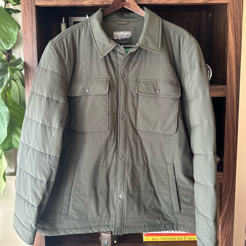 JCrew collared thin puffy overshirt jacket XL Primaloft